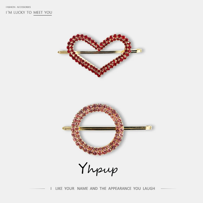 Yhpup Новая мода корейский сердце круглый горный хрусталь заколка для волос