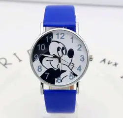 Мода Микки часы женщин унисекс кожа кварцевые наручные часы для детей часы мальчик девочка любимый подарок Relogio Feminino A22