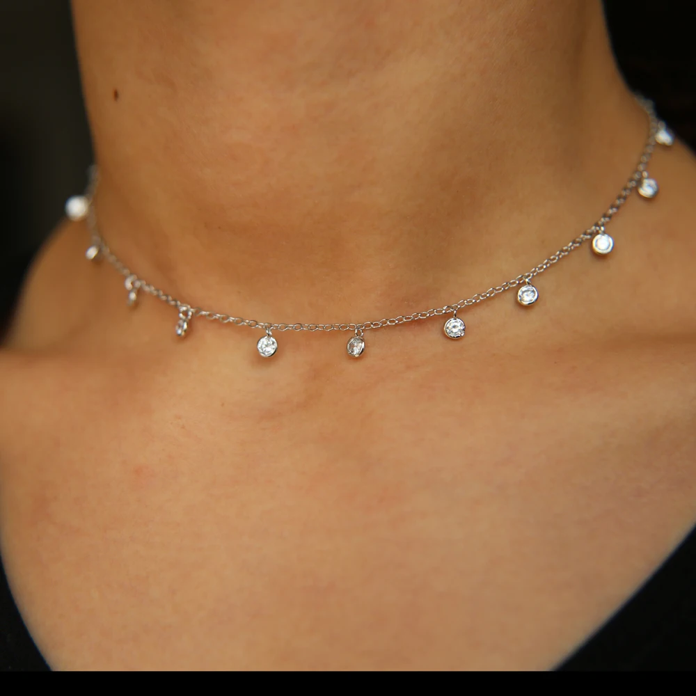 Колье, высокое качество, тонкое короткое ожерелье, минималистичное ожерелье в виде капли, Cz, очаровательные цвета, звено цепи 32+ 8 см, колье для девушек, слой для женщин