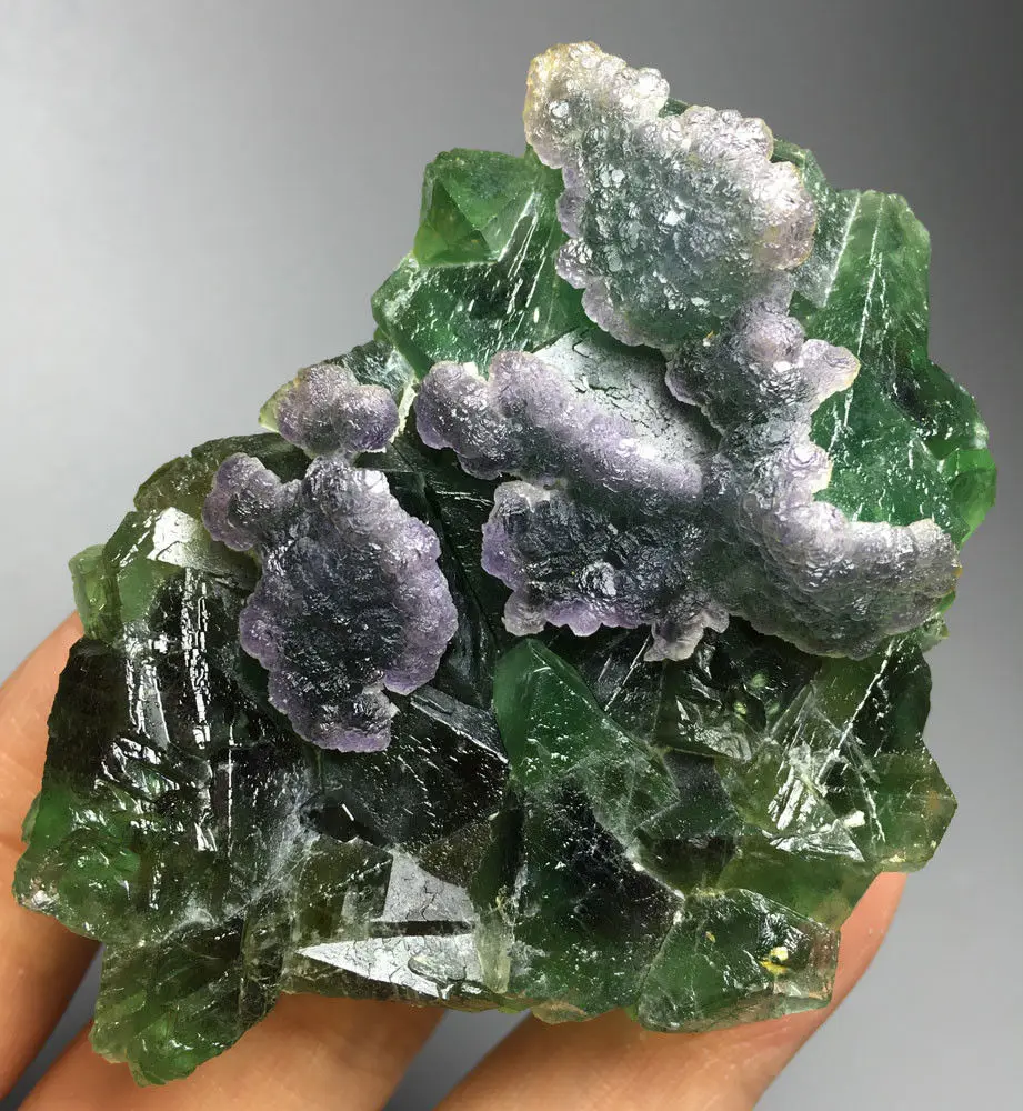 

181g Nature Cubic GREEN Purple FLUORITE CRYSTAL Mineral Specimen crystals healing stones