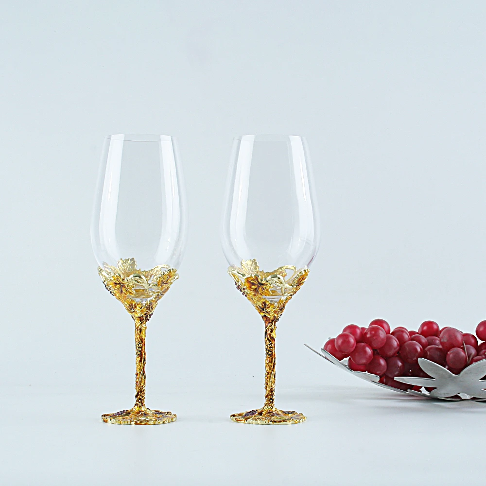Details about   High-end Creative Enamel Crystal Cup Red Wine Cup Tall Glass Set Wedding Gift