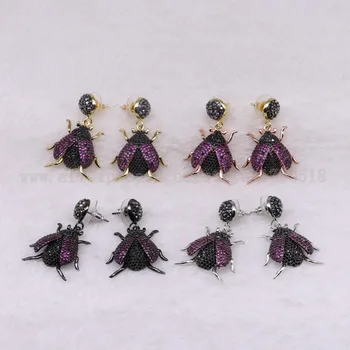

3 pairs small size ladybugs earrings Insects fly Bee High quality Gift for lady insect earrings colorful jewelry Earrings 3248
