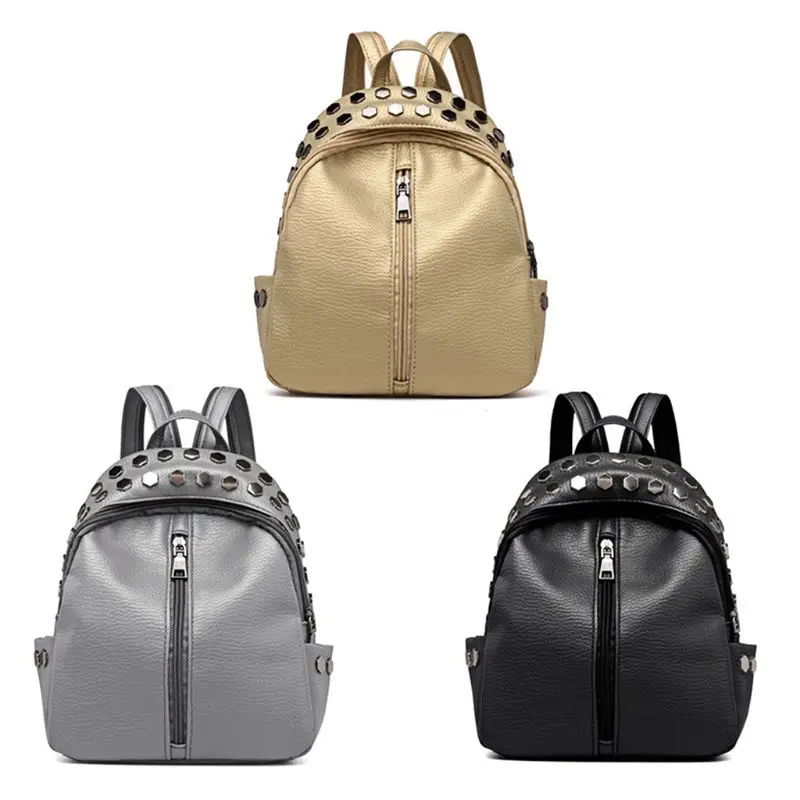 

2019 New Vintage Women Rivet Mini Backpack Travel Leather Chest Shoulder Bag Rucksack School Bags For Girls