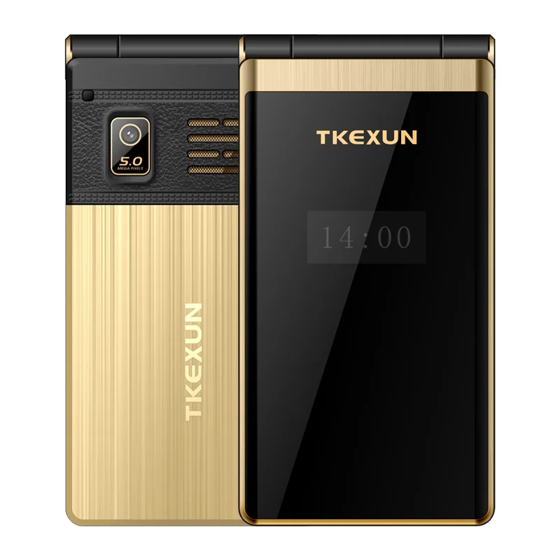 Самый дешевый 3g WCDMA Флип Мобильный телефон TKEXUN M2 Plus 3,0 дюймов сенсорный экран телефон для пожилых роскошный быстрый набор SOS мобильный телефон PK rover x9 - Цвет: Gold