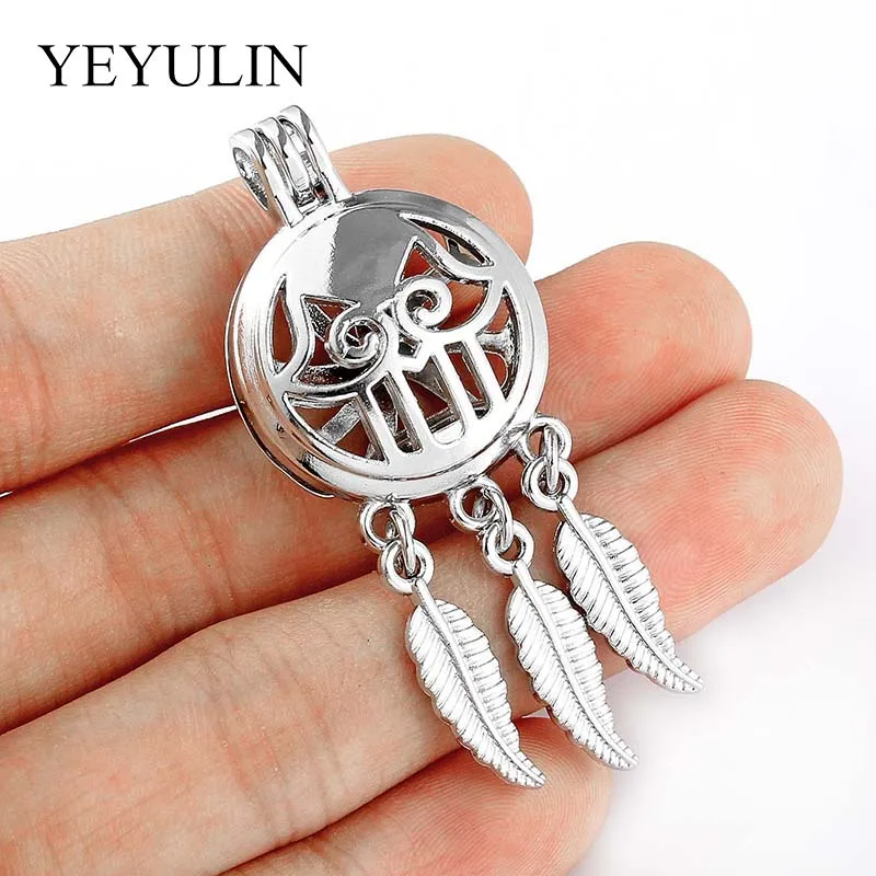 

2pcs/lot Dragon Bow Rudder Dream Catcher Pearl Cage Floating Pendant For Akoya Essential Oil Diffuser Necklace Fairytale Party