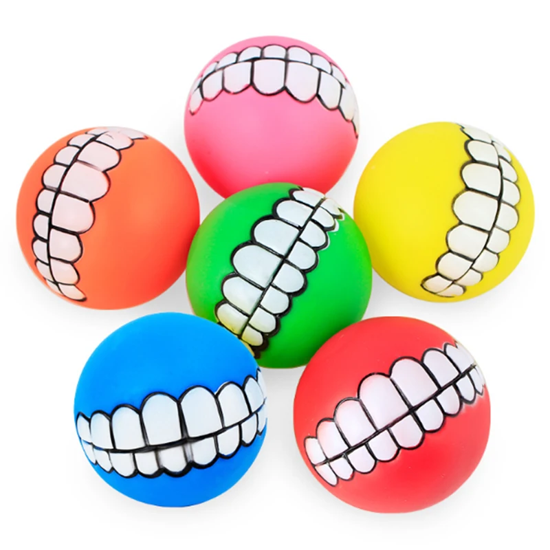 

Funny Pets Dog Puppy Cat Ball Teeth Toy PVC Chew Sound Dogs Play Fetching Squeak Toys Pet Supplies
