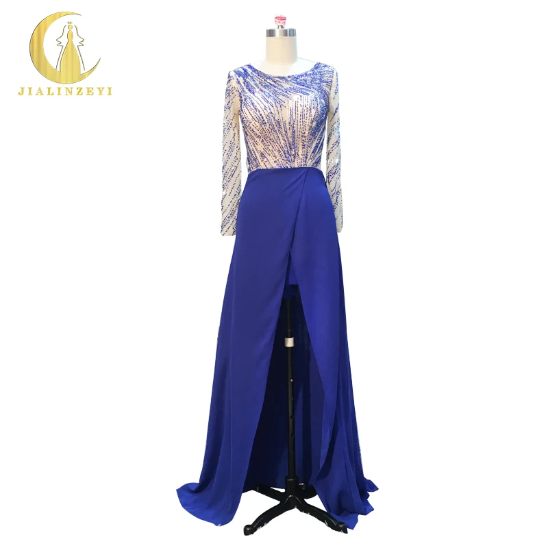 Hot Sale Real Sample Image Rhine royal Blue Long Sleeves Sexy See Through Chiffon Fashion Elie Saab Long Evening Dresses
Hot Sale Real Sample Image Rhine royal Blue Long Sleeves Sexy See Through Chiffon Fashion Elie Saab Long Evening Dresses