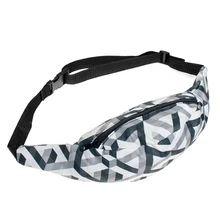 Мода 3D печати унисекс Фанни пакеты Регулируемый утилита хип поясная сумка(темно-синий серый белый