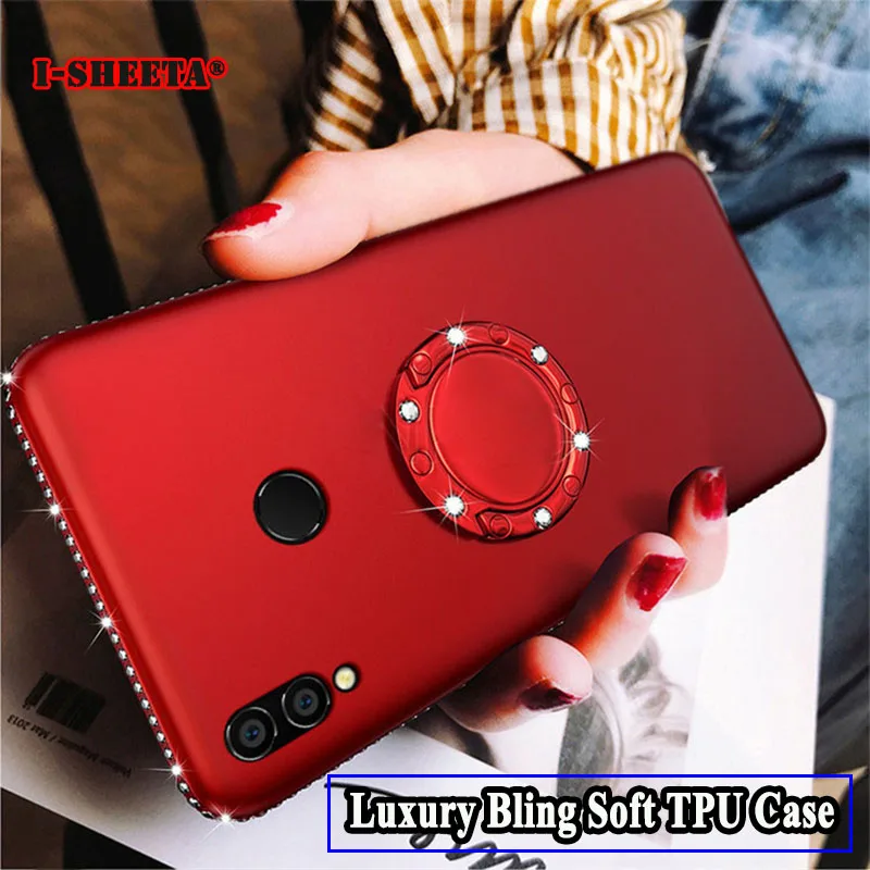 

Bling Diamond Rhinestone Case For Xiaomi Mi A2 6 8 Lite Silm Soft TPU 360 Finger Ring Stand Cover for Redmi Note 4 4x 5 Plus 5A