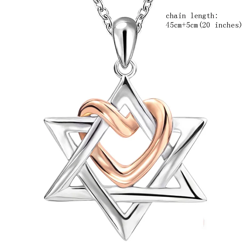XiaoJing, штат Израиль, 925 пробы, серебряная цепочка, подвеска в виде сердца, ожерелья для женщин, подвеска в виде креста Давида, ювелирные изделия для девушек, Лидер продаж - Окраска металла: JP22703-P-1