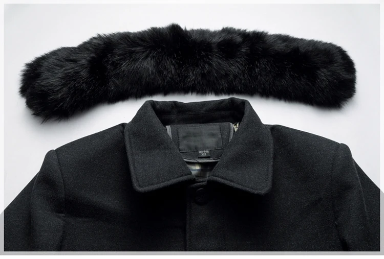 LONMMY 5XL шерстяное пальто с меховым воротником, мужское шерстяное пальто, повседневная куртка, Мужская верхняя одежда, однобортная, бархатная, утепленная, зима