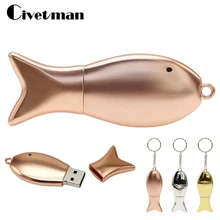 USB флеш-накопитель 64 ГБ 32 ГБ 16 ГБ 8 ГБ флеш-накопитель рыбка Флешка водонепроницаемый металлический Серебряный Memoria Cel USB Stick подарок(логотип на заказ