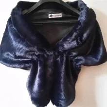 Темно-синяя Высококачественная Меховая куртка, Женская шаль, свадебные накидки, Дешевые Свадебные шубы из искусственного меха