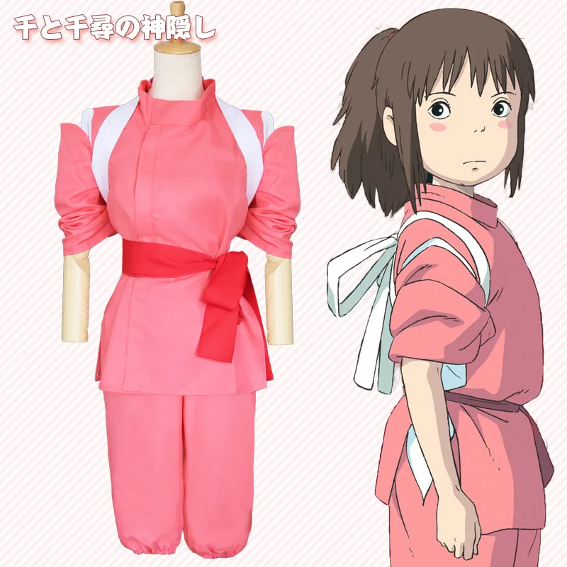 

Japenese Style Anime Spirited Away Cosplay Suits Takino Chihiro Show Cosplay Costume Kamikakushi Girls Pink Kimono Sets
