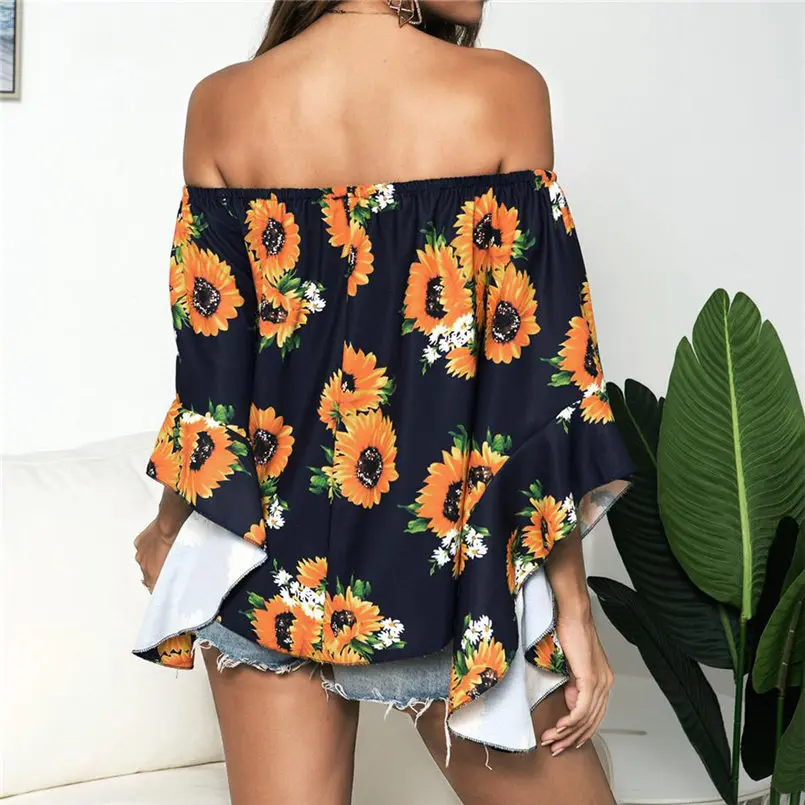 New Women Summer Plus Size Flower Print O-Neck Button Long Sleeve Linen Top T-Shirt Blouse Shirt Elegant Fashion New Tops #4R03 (17)