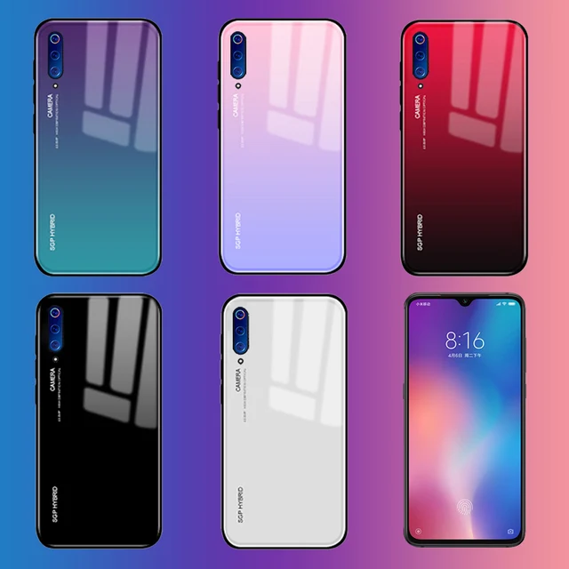 Gradient Tempered Glass Phone Case For Xiaomi mi 9 8 6 5x