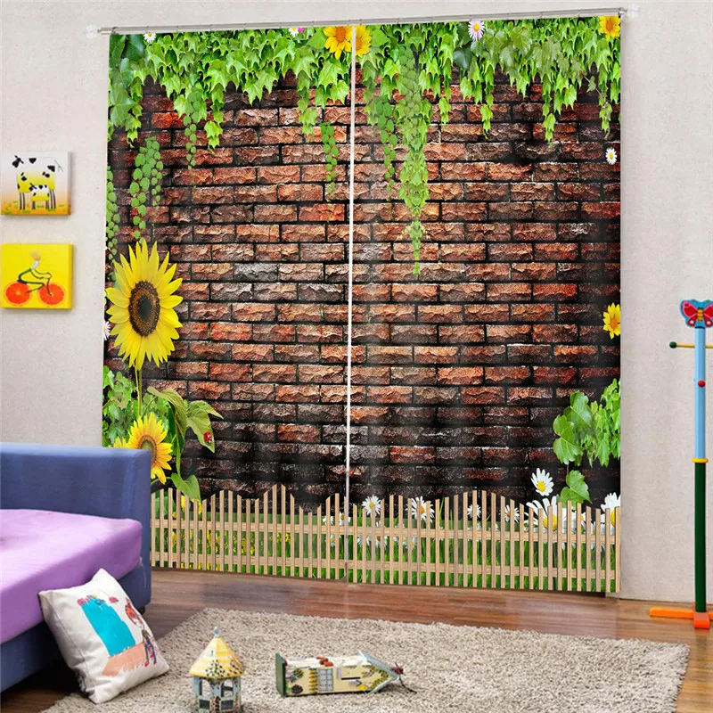 

Sunflower Luxury Blackout 3D Window Curtains For Living Room Bedroom Drapes cortinas Rideaux Customized size Cushions cover JUN4