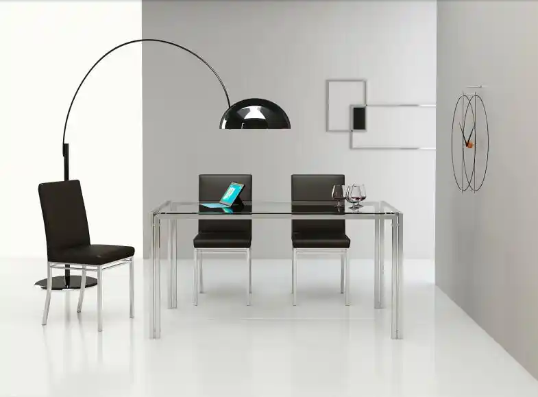 Steel Glass Dining Table And Chair Combination Stainless Steel Table