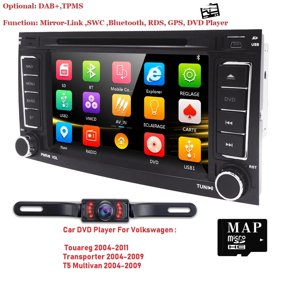 

7"2 din AutoRadio Car DVD player for Volkswagen VW Touareg 2004-2011 Transporter T5 Multivan Tape Recorder GPS Navi 3G SWC IPod