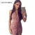 LadySymbol Искусственные Замши Узелок Dress Женщины Тонкий Вскользь Зима Bodycon Dress Sexy Розовый Элегантный Autmun Короткие Партийные Мини-Платья