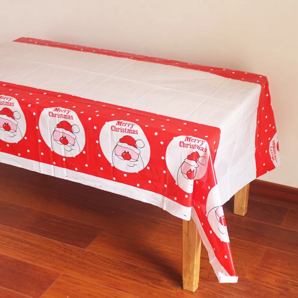 Tablecloth Disposable Merry Christmas Printed PVC Cartoon Tablewaer