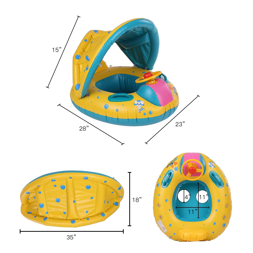 Лето мягкий детский плавательный бассейн поплавок лодка всадник со съемным козырьком от солнца тенты игрушки для детей