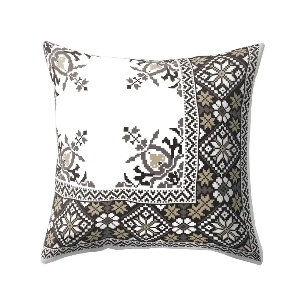 

45x45cm Colorful Throw Pillow Case Symmetrical Flower Printing Linen Pillowcase
