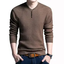 Spring Henley Neck Sweater Men Cashmere Pullover Sweater Mens Knitted Sweaters T shirt Pull Homme Jersey Hombre 2019