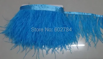 

Free Shipping 10meters 8-10cm width Turquoise Ostrich Feather Ribbon feather fringe Feather trimming