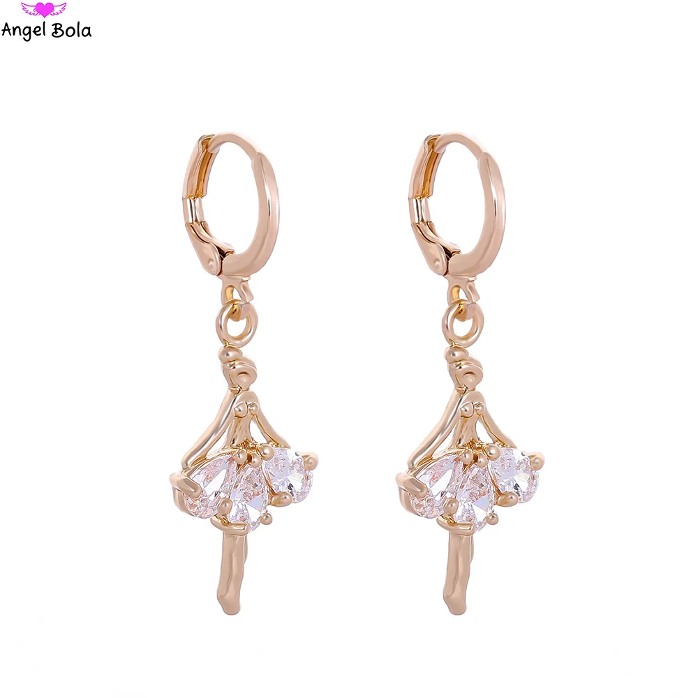 Cool Design Gold Color Dancing Girl Ballet Dangel Earring Fashion