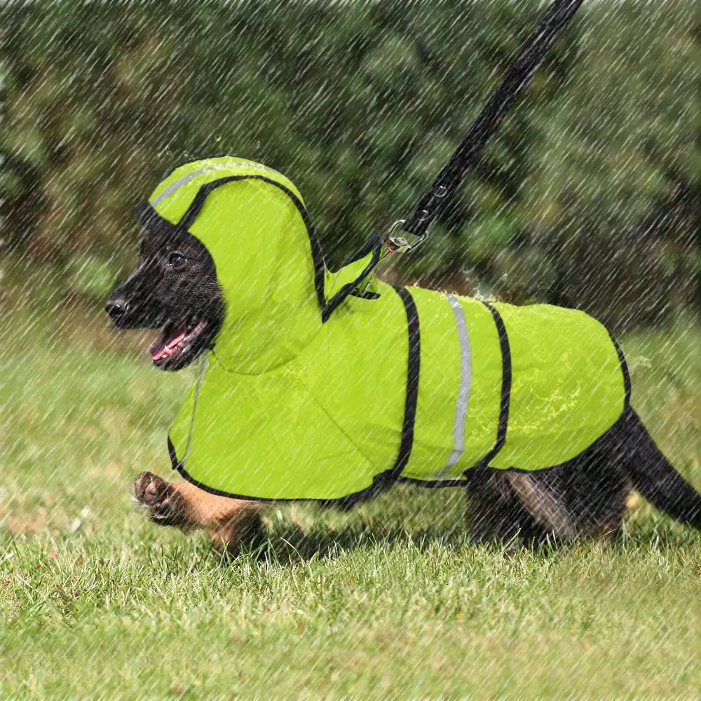 Дождевик для собак, светоотражающий дождевик, водонепроницаемая одежда для домашних животных, дождевик для домашних животных, маленьких и средних собак, щенков, собачек, зеленый, красный, S-2XL