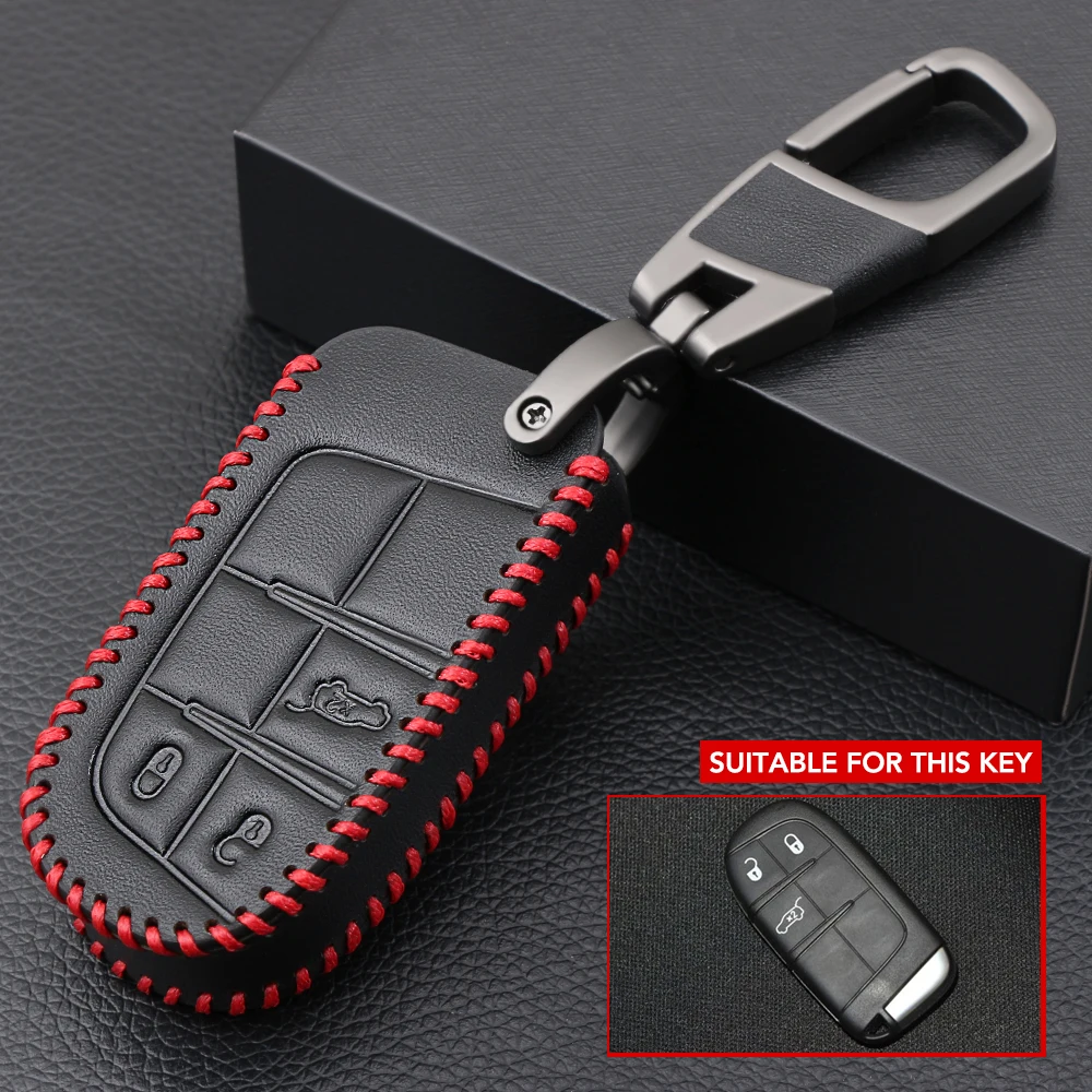 

Car Remote Leather Key Cover Protection Case For Dodge Journey Charger for Jeep Renegade Grand Cherokee for Chrysler 200 300