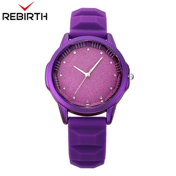 

REBIRTH watches with rhinestones for Women Jelly Silicone Bracelet Quartz Watch Ladies Girls Watches Women Wristwatches with box