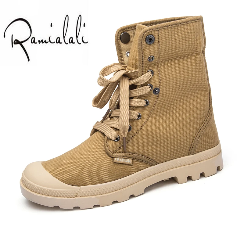 Ramialali Brand Fashion Boots Men Canvas Shoes Men Ankle Boots Casual Design Shoes High Top Warm