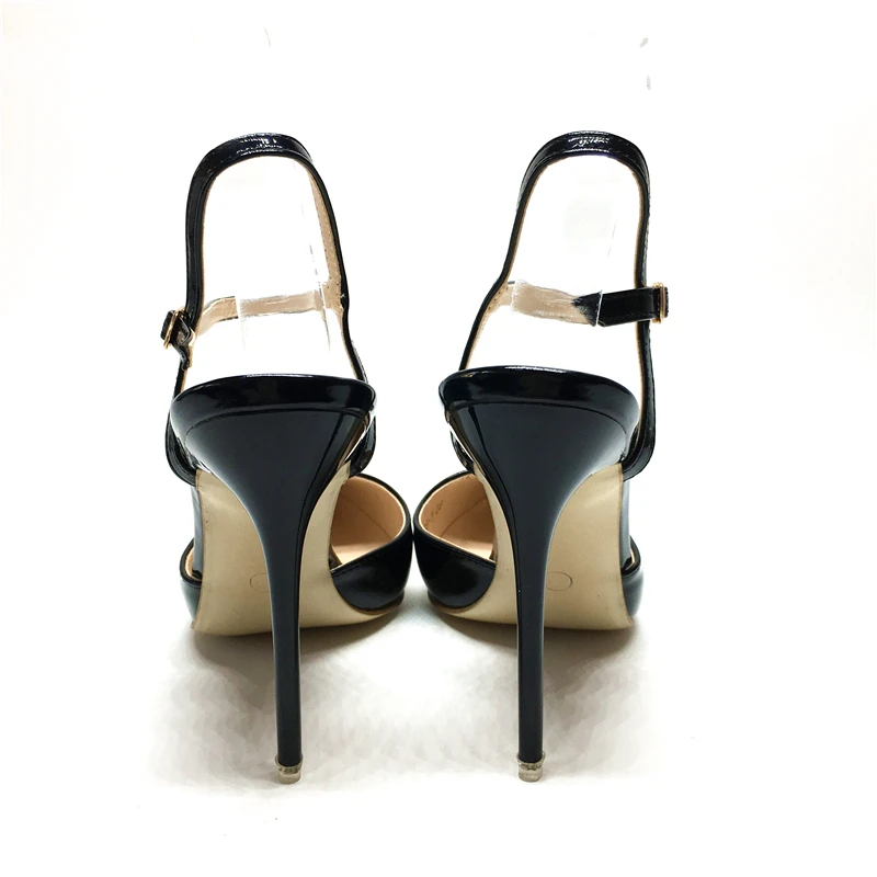 Женские босоножки; размеры 34-39; модные летние офисные женские туфли-лодочки на высоком каблуке с ремешком и пряжкой; черные босоножки из искусственной кожи
