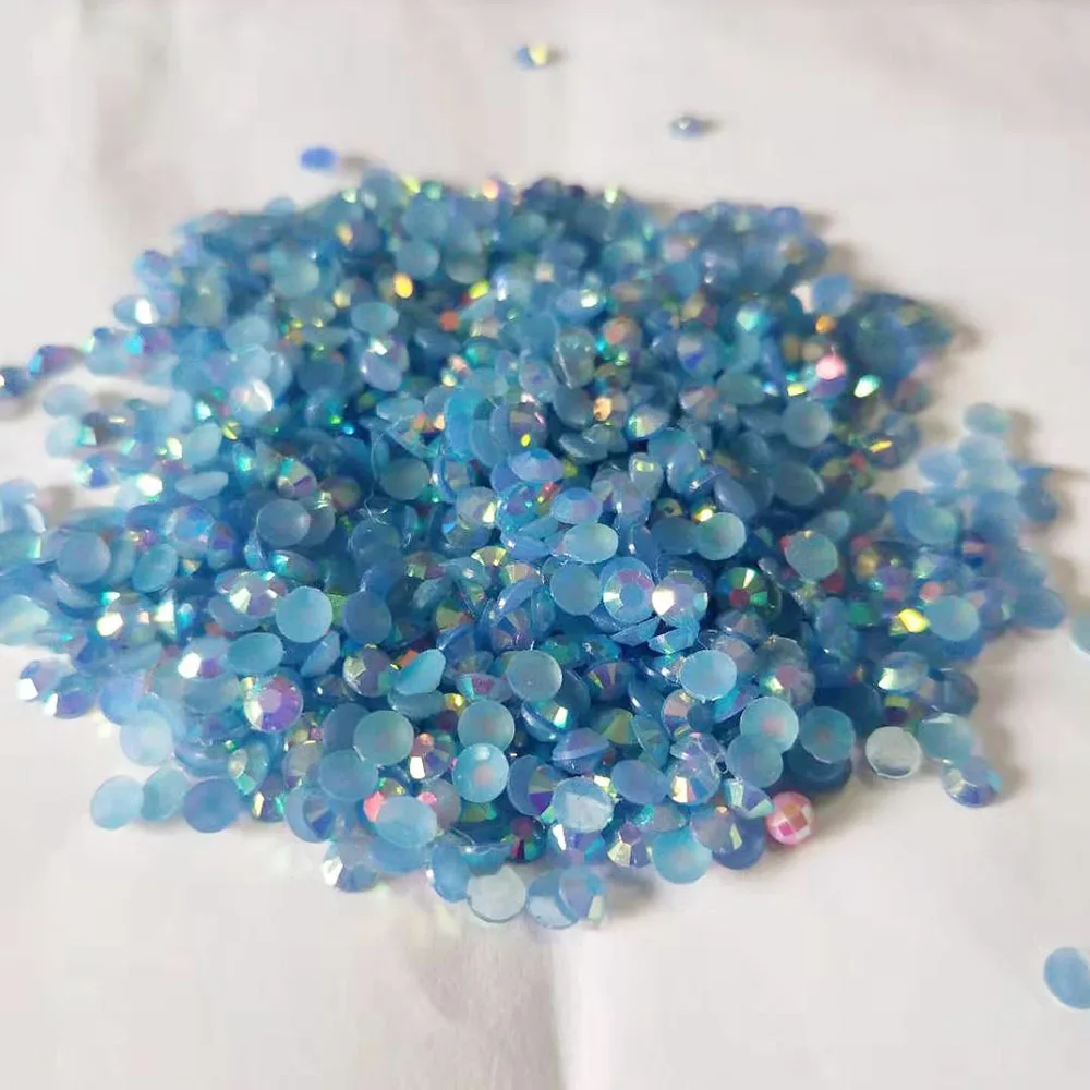 

Blue Zircon AB 2mm,3mm,4mm Nail Art Resin Jelly Rhinestone Round Flatback For DIY Nail Art Accessories