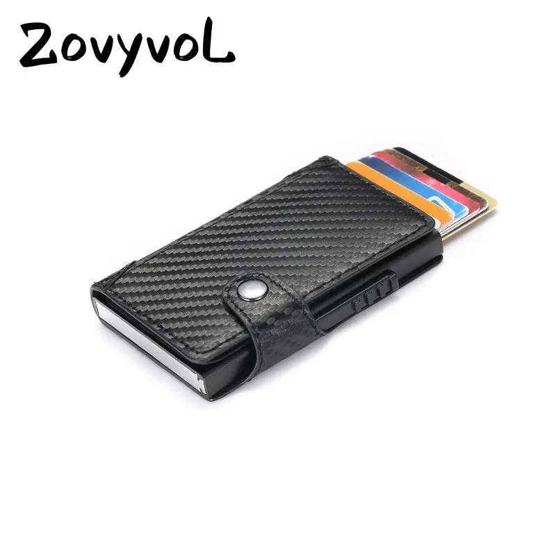 

ZOVYVOL Slim Card Holder Carbon Fiber PU Leather Card Wallet RFID Blocking Men and Women Card Holder for Travel Drop-shipping