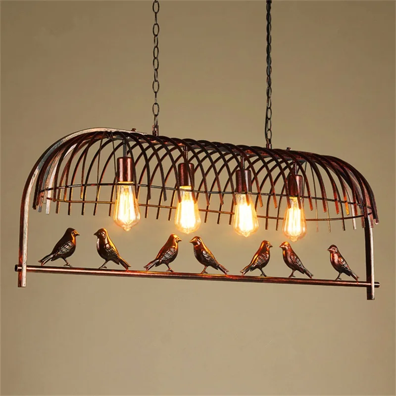 

LED chandelier Nordic living room lighting restaurant suspended lamp loft deco fixtures iron retro hanging lights Bird luminaire