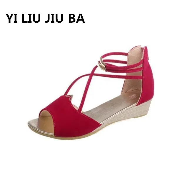 

2019 hot sale Ladies Sandals Summer low heel Woman Shoes Sandals Fashion zipper Women Casual Wedge Sandals Shoes women **283
