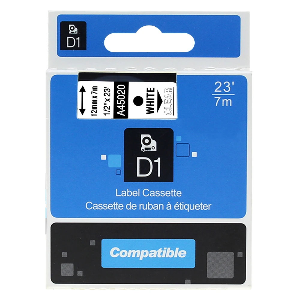 Ярлыки LabelCreate 2 упаковки ярлыки 45020 12 мм * 7 м белые на прозрачных ярлыках DYMO D1|Ленты
