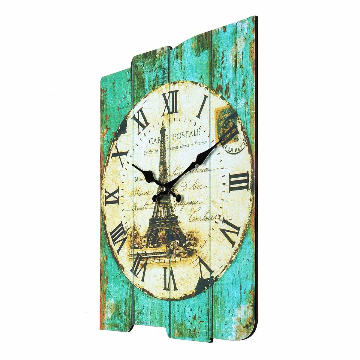 Cymii зеленый/серый/Красный Ретро Винтажные бесшумные деревянные настенные часы современный дизайн простые настенные часы домашний декорация для кофейни