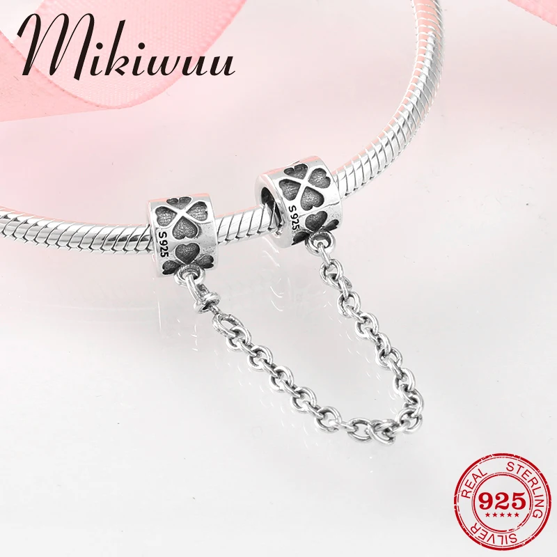 

New 925 Sterling Silver women Fashion Safety Chain Beads Fit Original Pandora Charms Bracelet Bangles Jewelry making