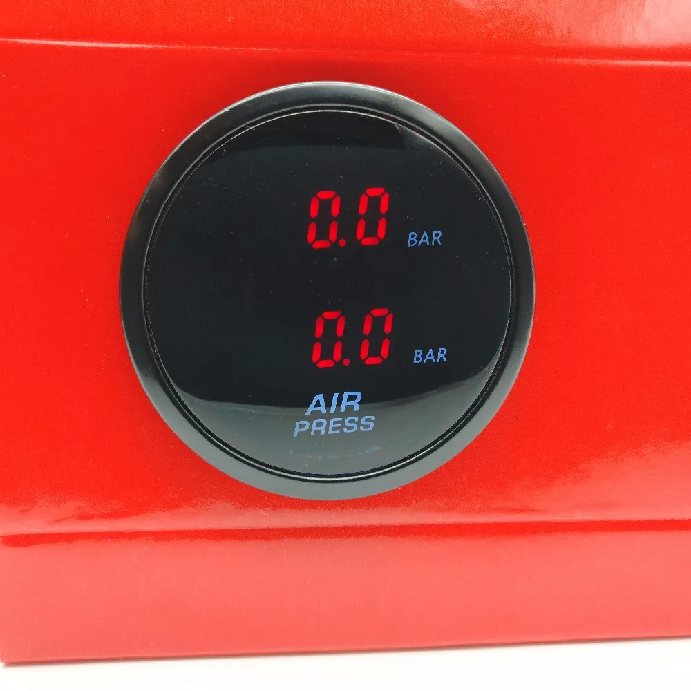 52mm Dual Air Pressure Gauge RED LED air suspension Air 