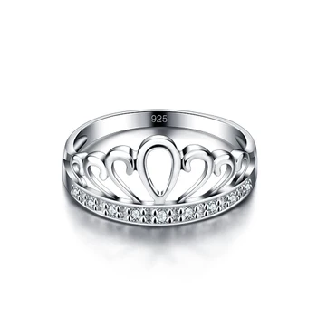 

Fashion elegant crown 925 sterling silver ring.Noble princess zircon ring.Solid silver charm woman ring.Dance silver jewellery