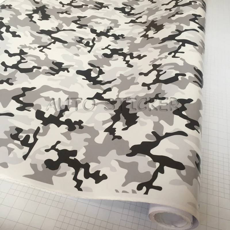 Adhesive Black gray white Snow Camo Vinyl 9