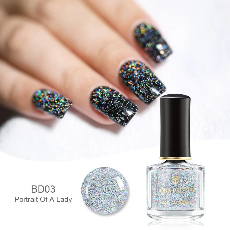 Born pretty, голографическая лак для ногтей с блестками Galaxy Glitter Top Coat Holo Shining Lacquer Black Datura Series лак для ногтей - Цвет: BP-BD03