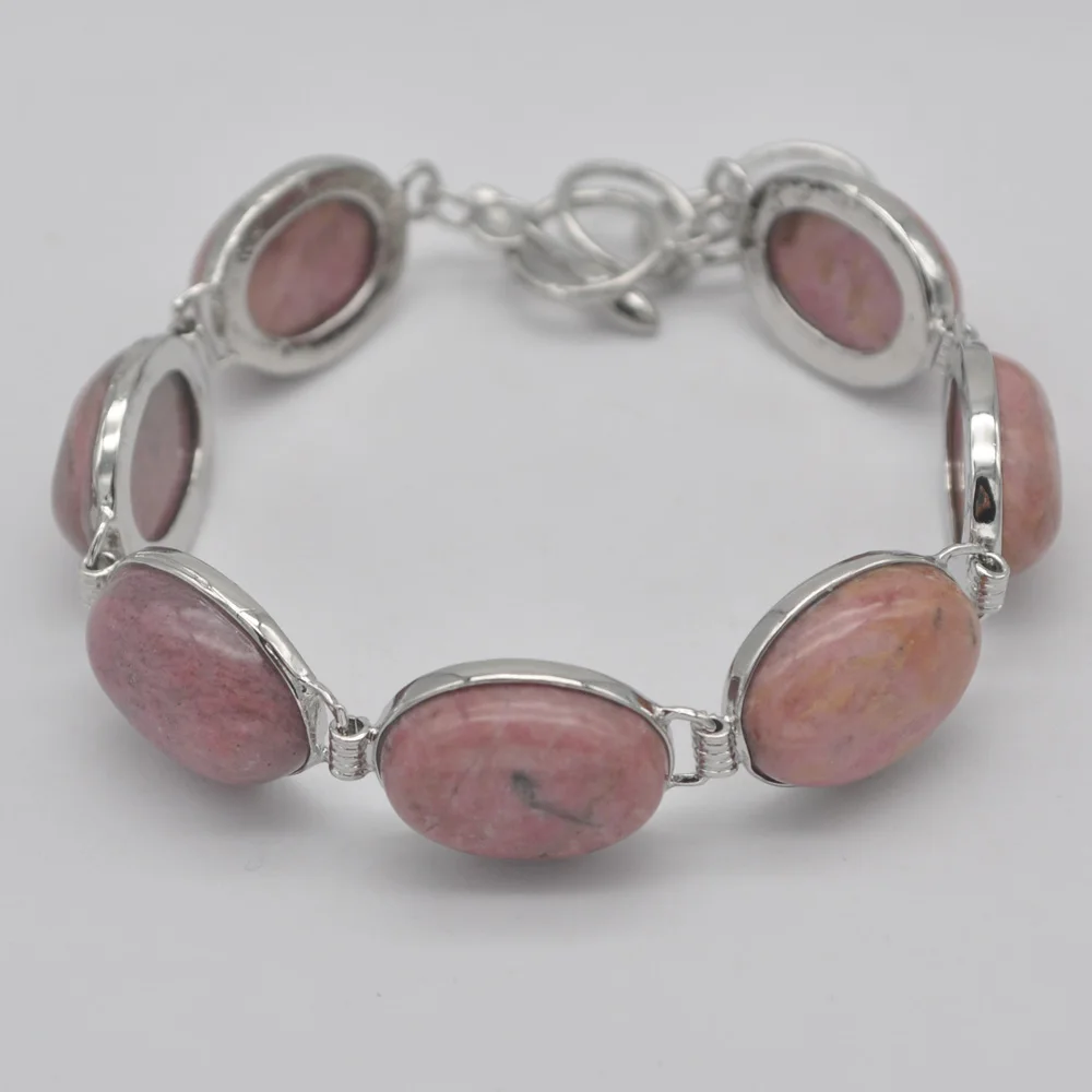 Rhodonite Beads GEM Bracelet Bangle 8 Inch Jewelry G048