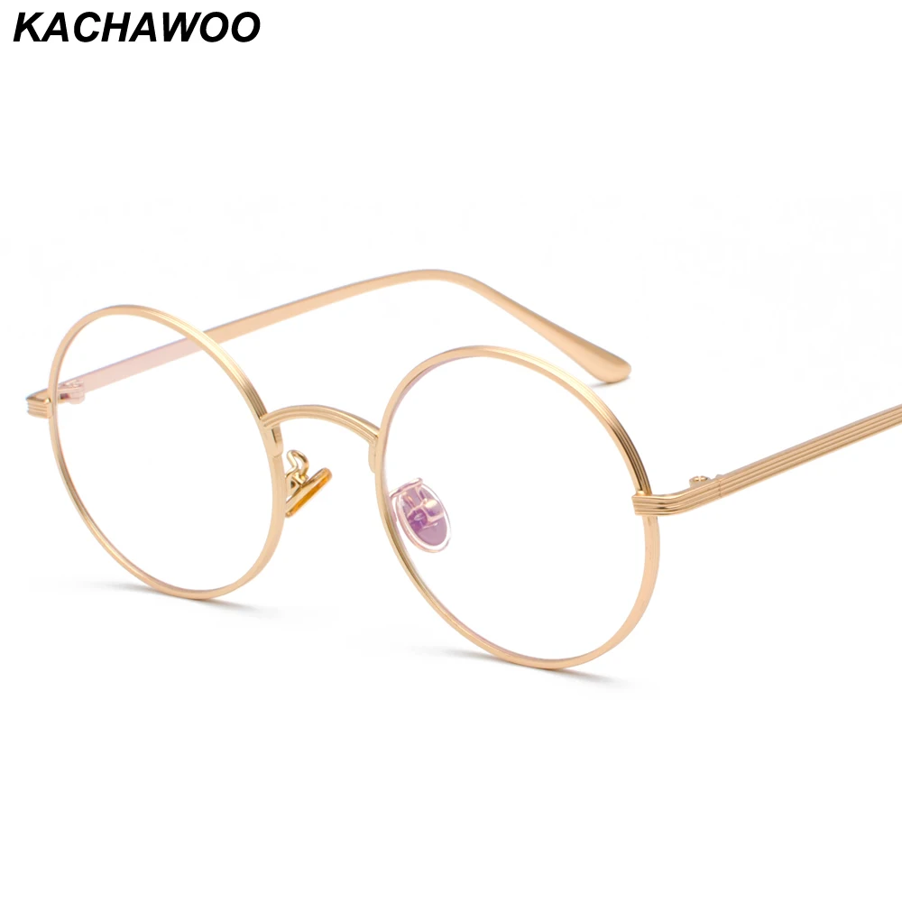Мужские и женские круглые очки Kachawoo металлические оправа для очков в стиле ретро