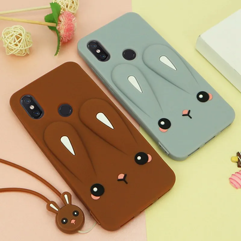 Мультяшный чехол с ремешком для Xiaomi MI 8 MI8 SE Мягкий ТПУ силиконовый бампер