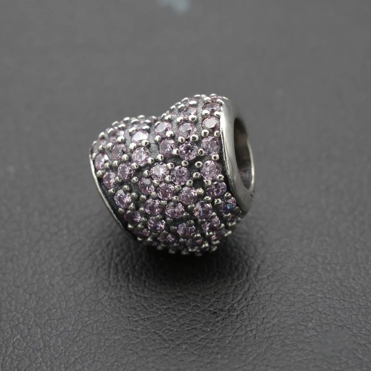 

Girl heart pink silver jewelry beaded silver bracelet accessories high quality zircon